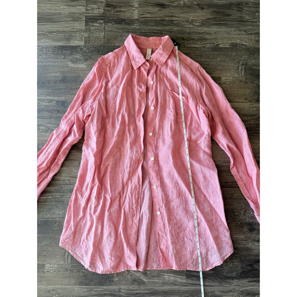 Studio 412 100% Linen Button Up Shirt Women’s Pink Long Sleeve Blouse Top (M)